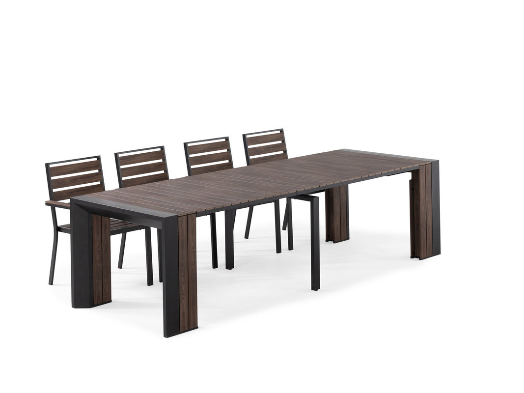 TRANSFP05:Transformer Outdoor Dining Table & 4 Chairs, Angled