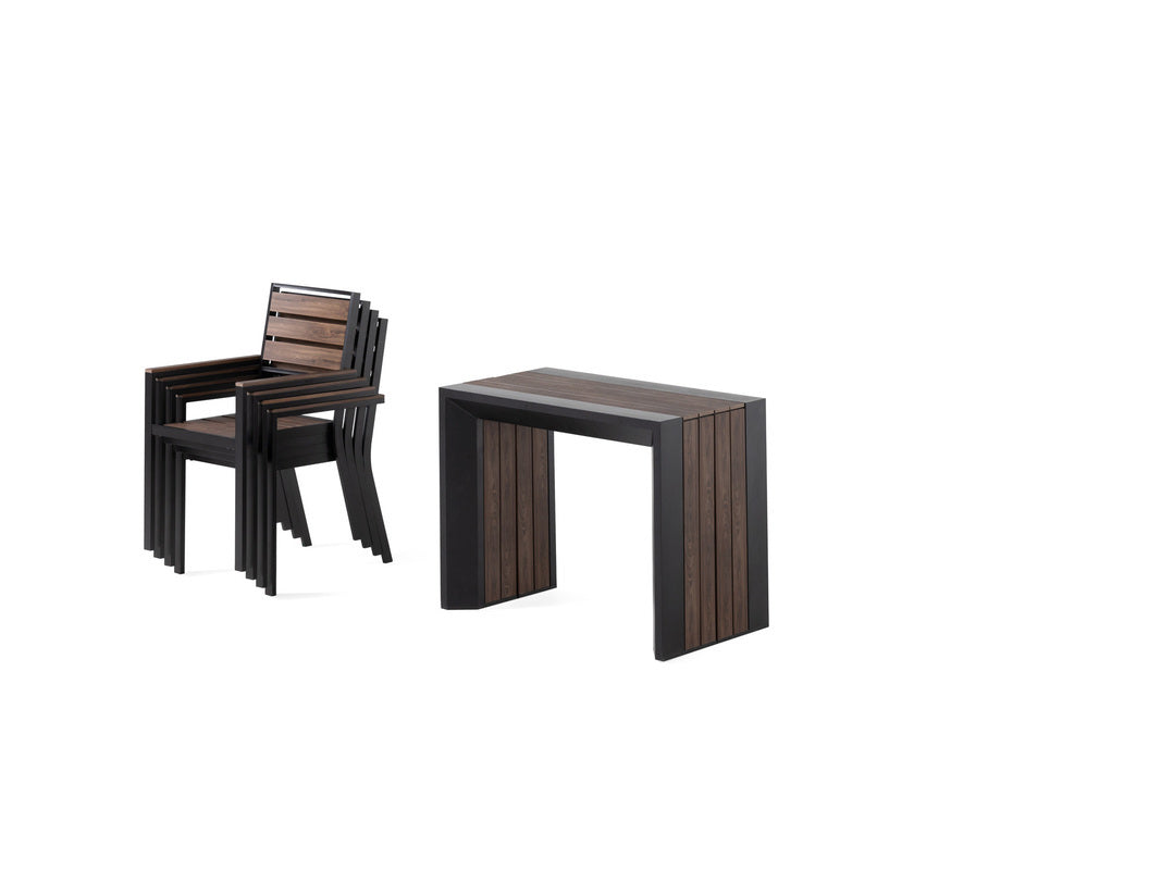 TRANSFP05:Transformer Outdoor Dining Table & 4 Chairs, Angled