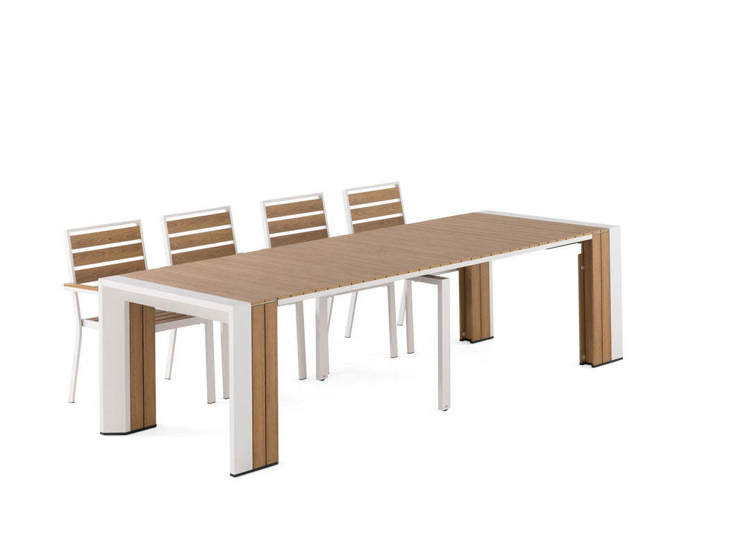 TRANSFP25:Transformer Outdoor Dining Table & 4 Chairs, Angled