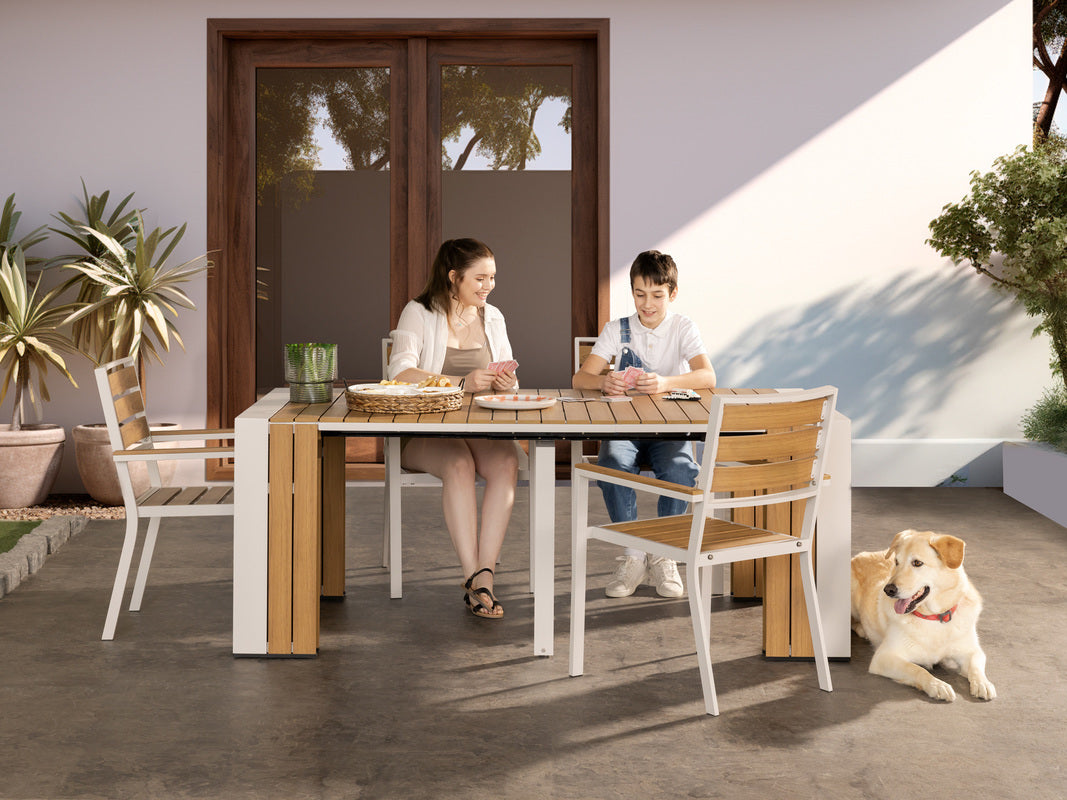 TRANSFP25:Transformer Outdoor Dining Table & 4 Chairs, Styled
