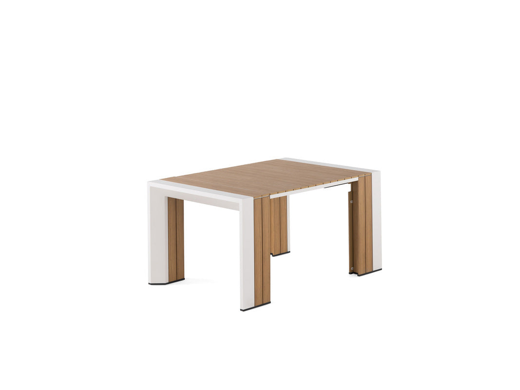 TRANSFP32:Transformer Outdoor Dining Table, 6 Chairs & Bench, Angled