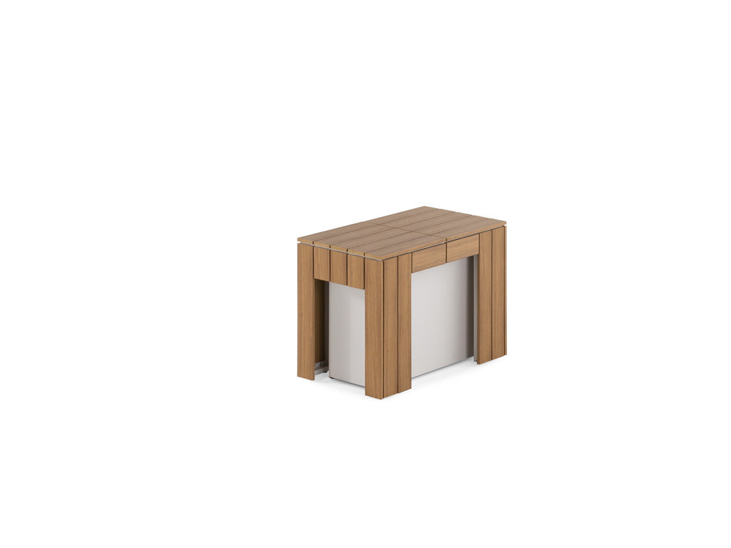 TRANSFP32:Transformer Outdoor Dining Table, 6 Chairs & Bench, Angled