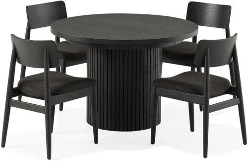 TRANSFM18:Transformer Round Table and 4 Chairs in Hickory Smoke on White