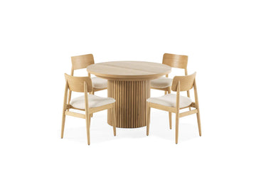 TRANSFM08:Transformer Oak Round Dining Table and 4 Chairs