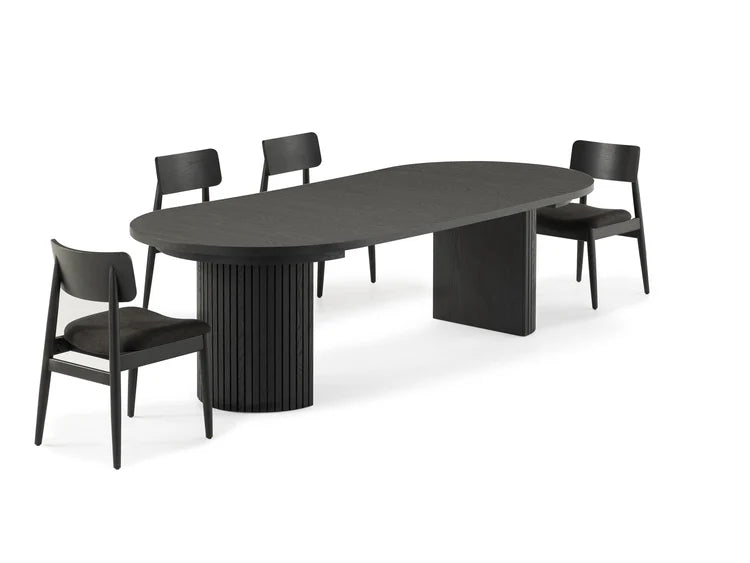 TRANSFM18:Transformer Round Table and 4 Chairs Extended in Hickory Smoke