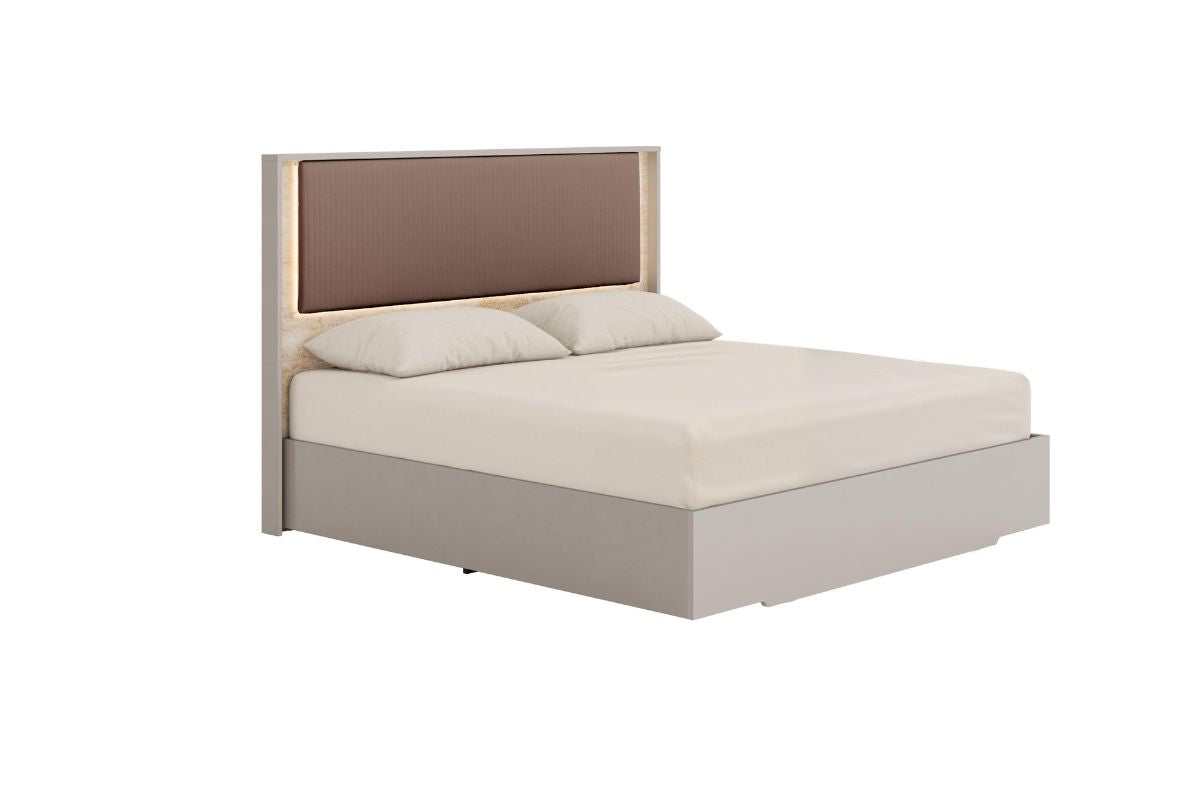 TULLIA003:Tullia Upholstered Panel Bed &, AngledAngle