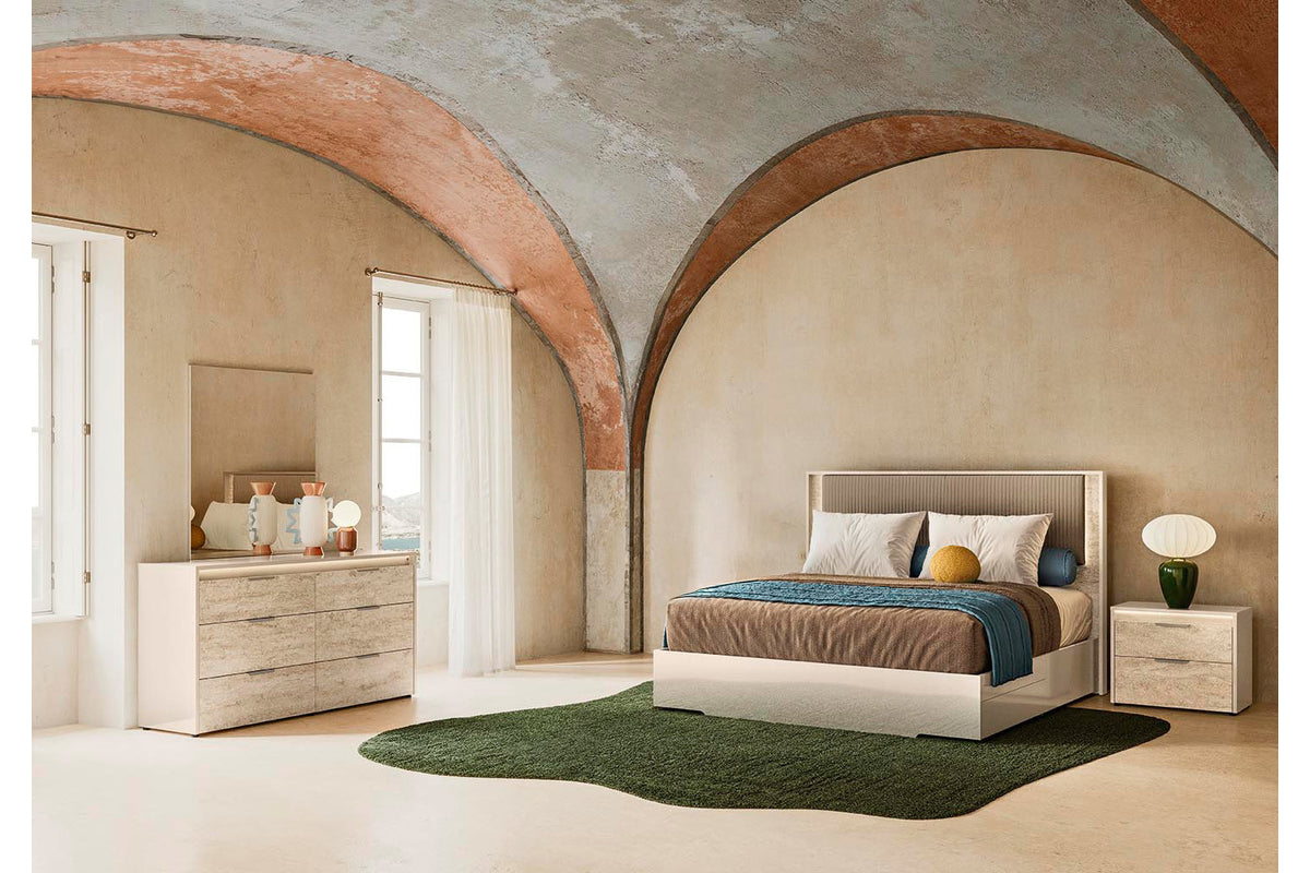 TULLIA001:Tullia Upholstered Panel Bed, Styled