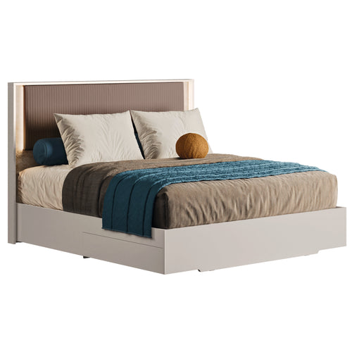 TULLIA022:Tullia Upholstered Panel Bed W, AngledAngle