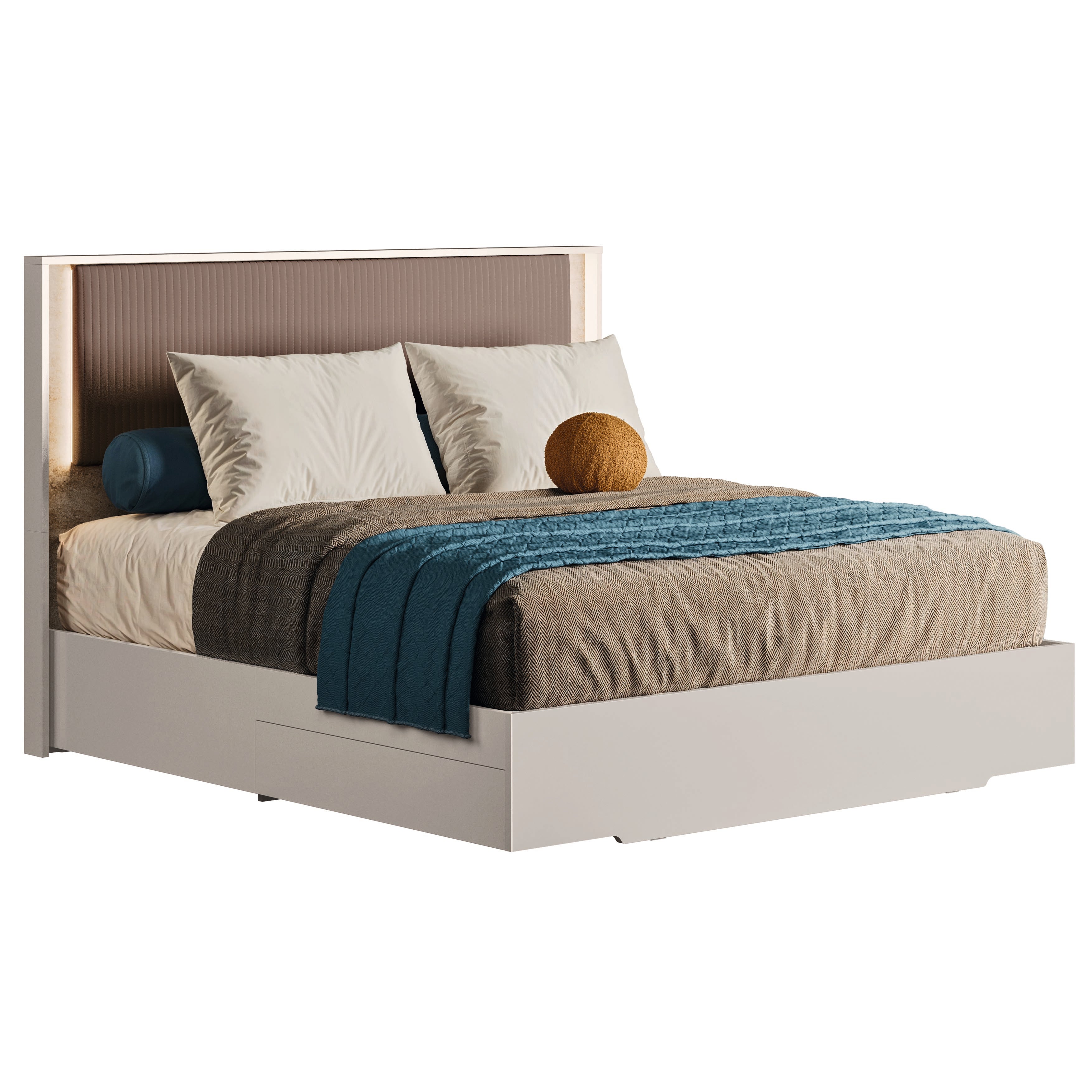 TULLIA024:Tullia Upholstered Bed With St, AngledAngle