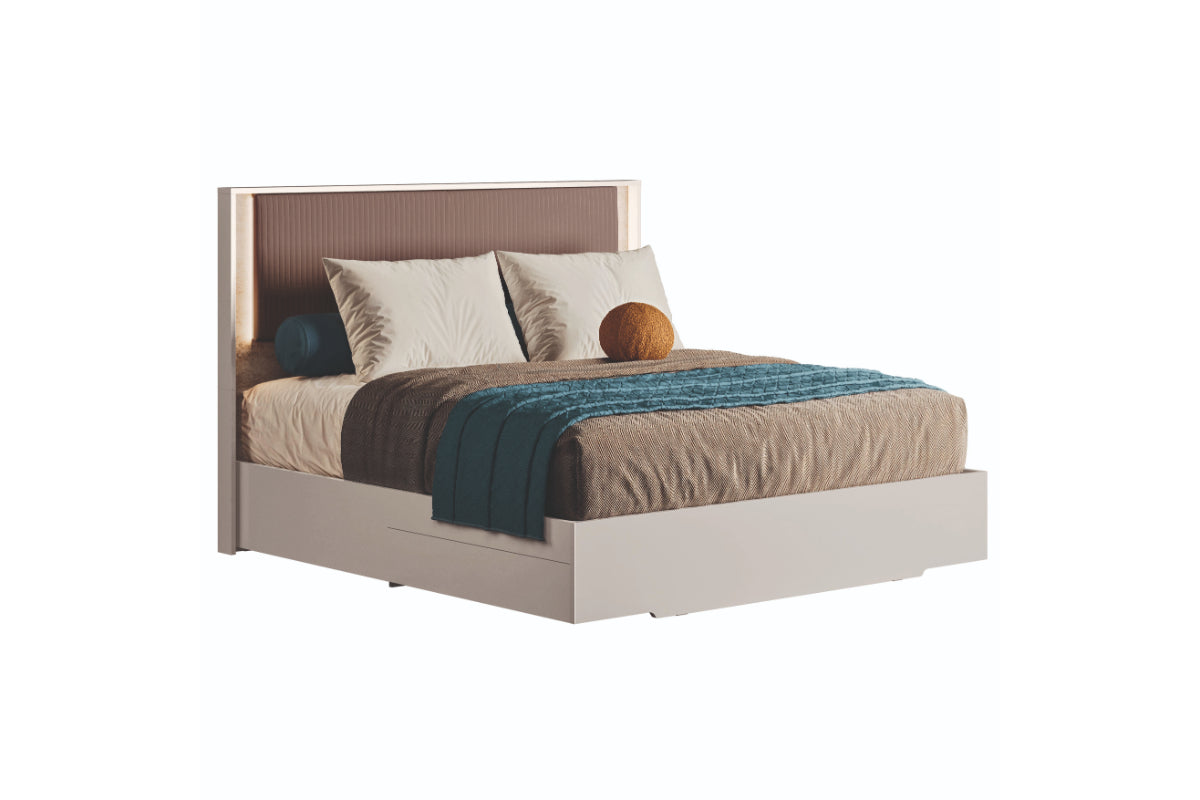TULLIA018:Tullia Upholstered Bed With St, AngledAngle