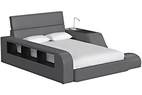 VALARI013:Valari Bed w Side Bookcase, Gray