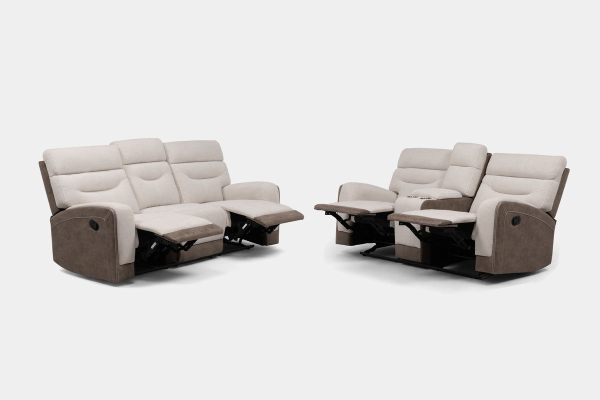 VESPID001:Vespid Reclining Sofa & Gliding Console Loveseat,  ReclinedAngled