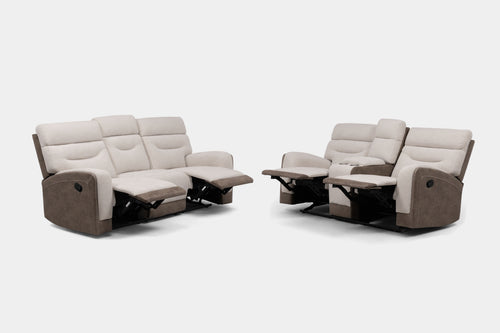 VESPID001:Vespid Reclining Sofa & Gliding Console Loveseat,  ReclinedAngled