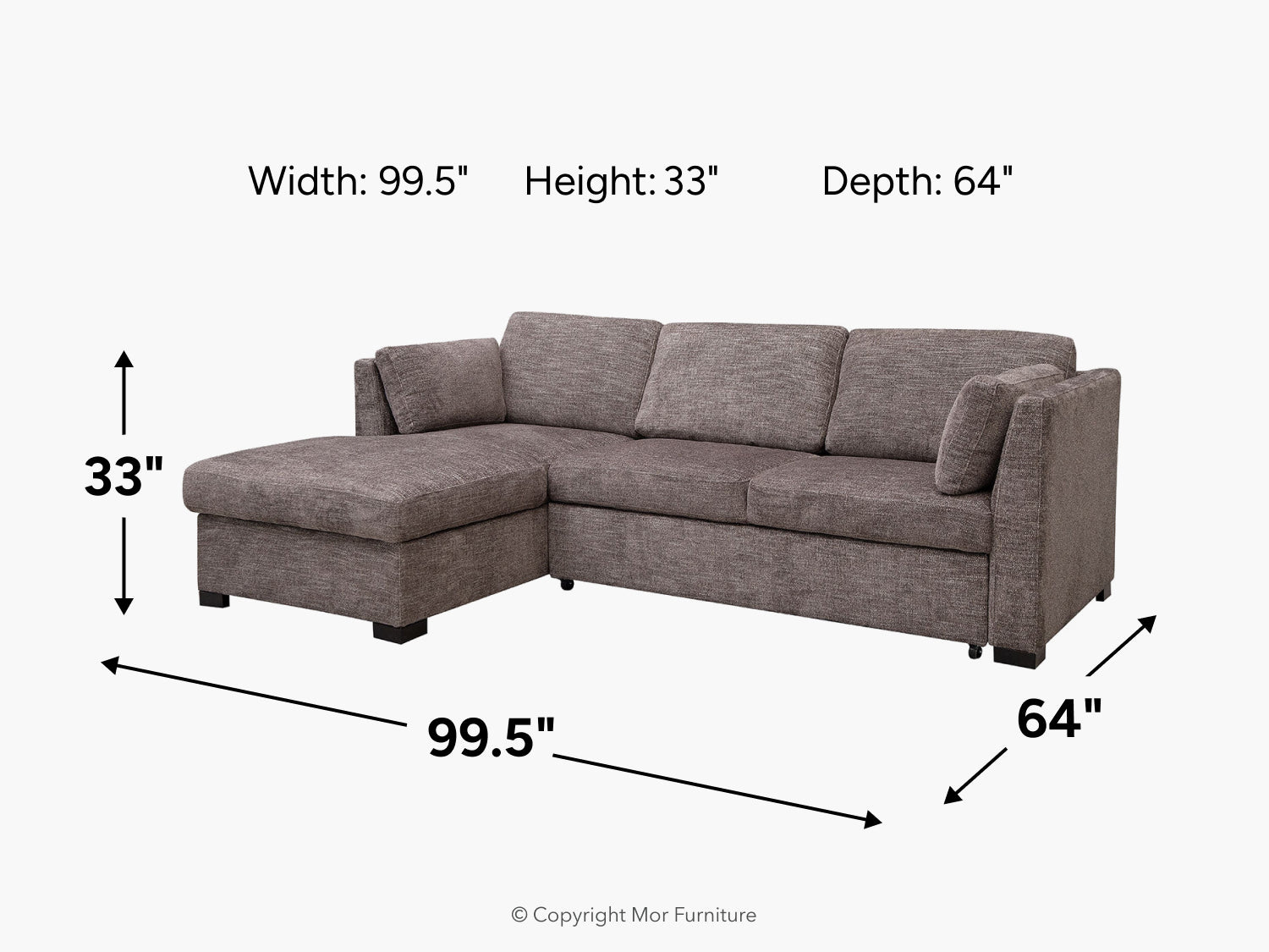 VIVSLPTU1:Vivian Full Pullout Sofa Chaise, 