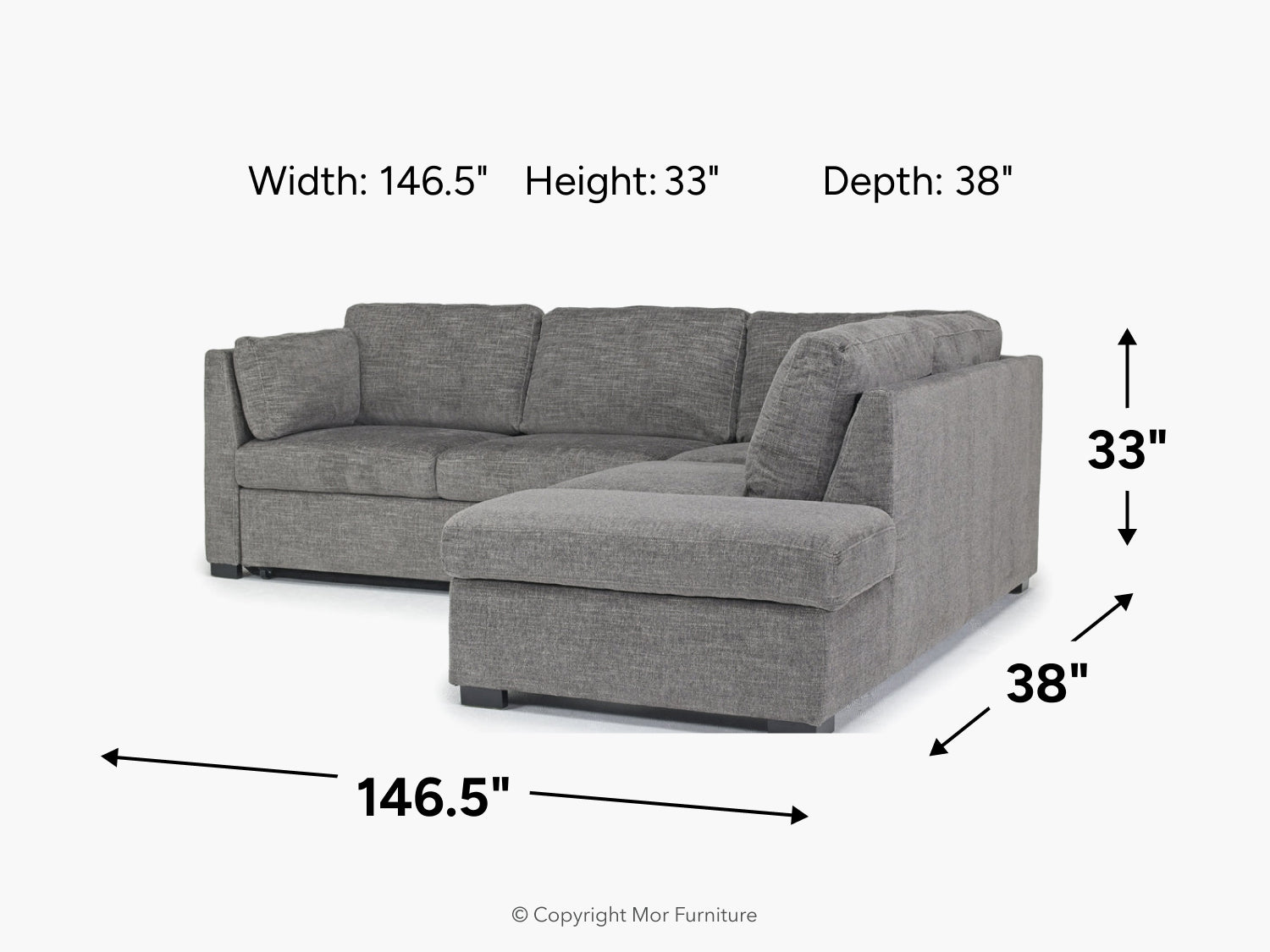 VIVIAN001:Vivian Full Pullout Sofa Sleeper Tux Chaise, 
