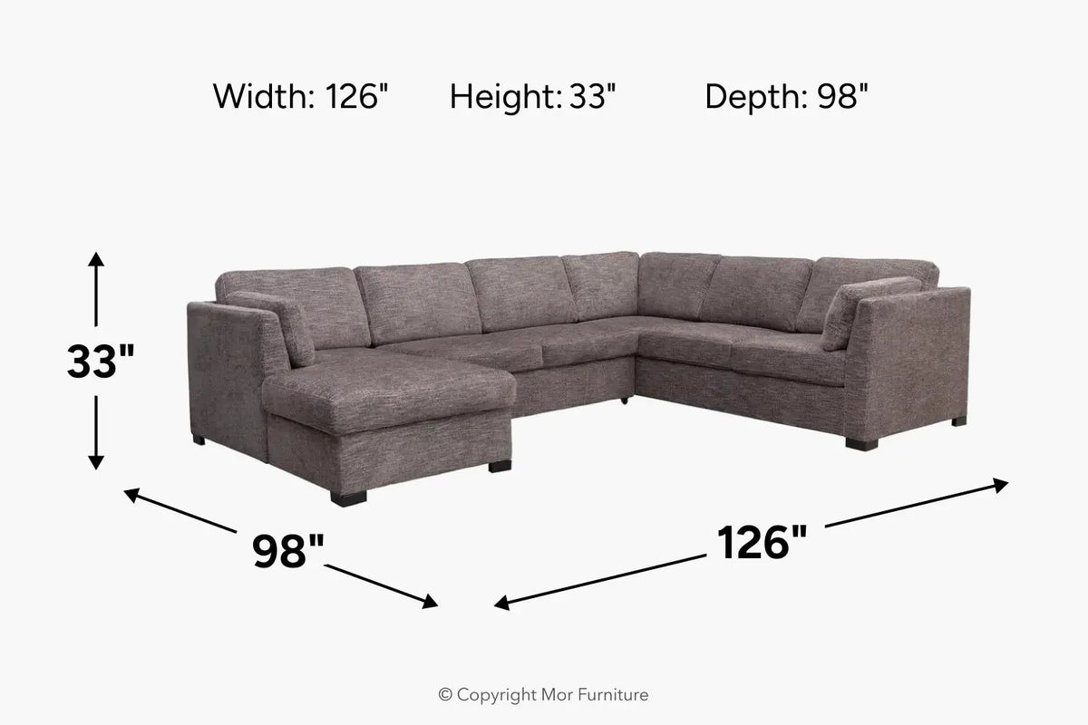 VIVCHSEC2:Vivian Full Pullout Tux Chaise Sectional, 
