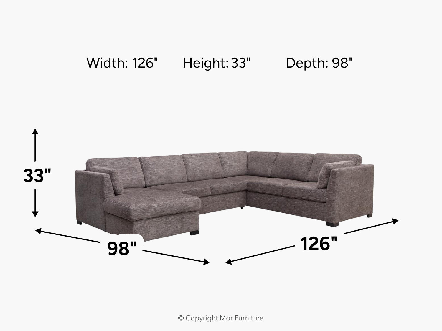 VIVCHSEC1:Vivian Full Pullout Tux Chaise Sectional, 