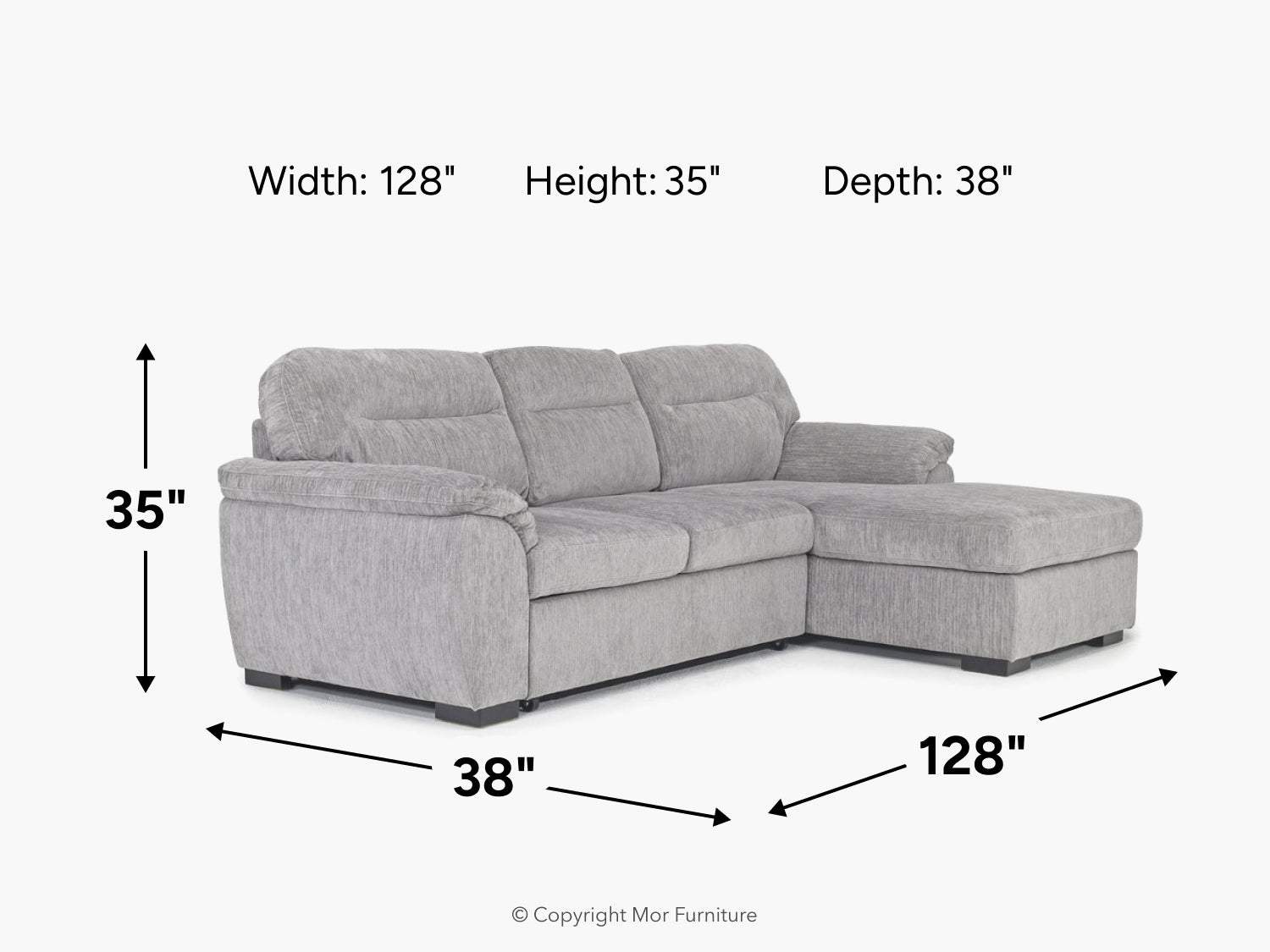 WANDA0003:Wanda Full Pullout Sofa Chaise, 