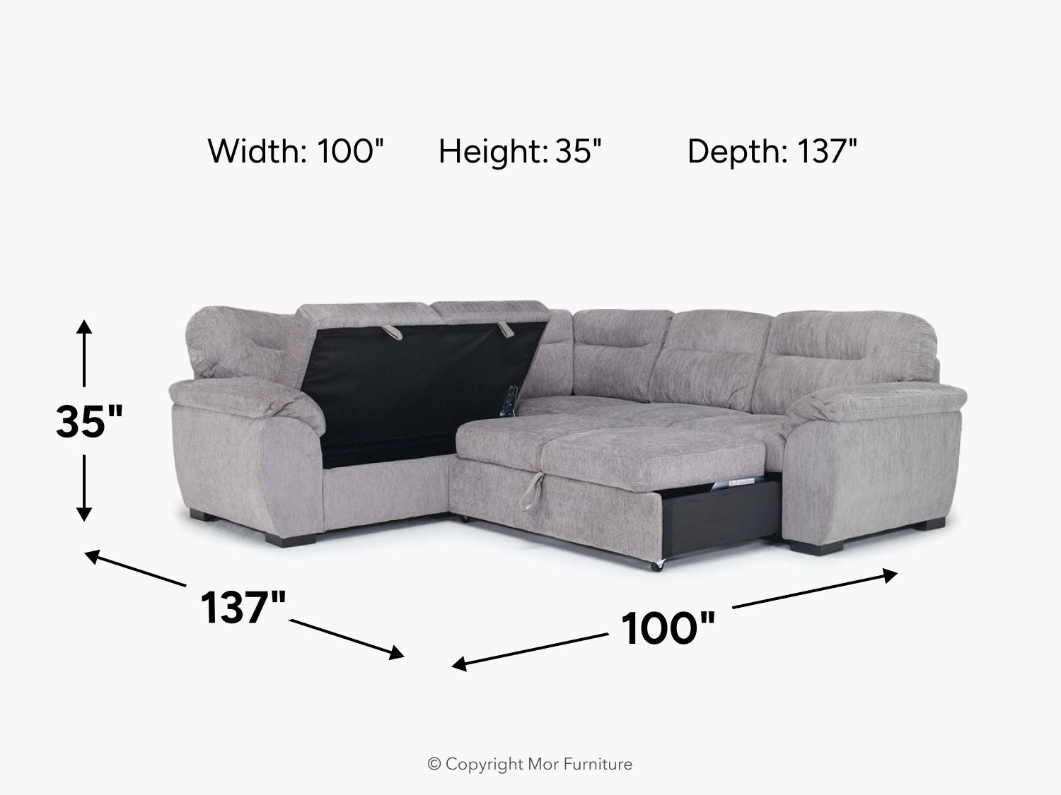 WANDA0025:Wanda Full Tux Sleeper Sectional, 