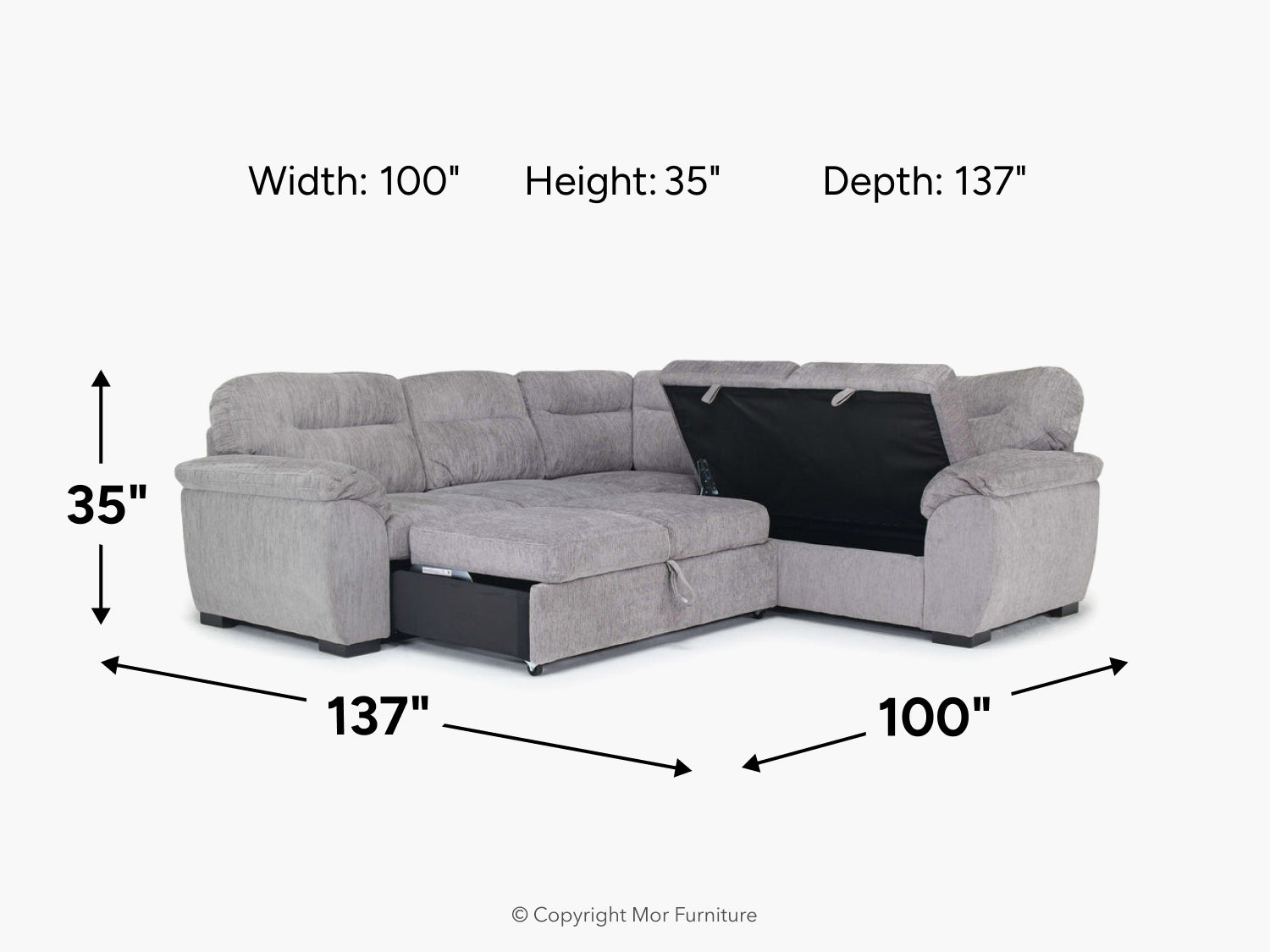 WANDA0026:Wanda Full Tux Sleeper Sectional, 