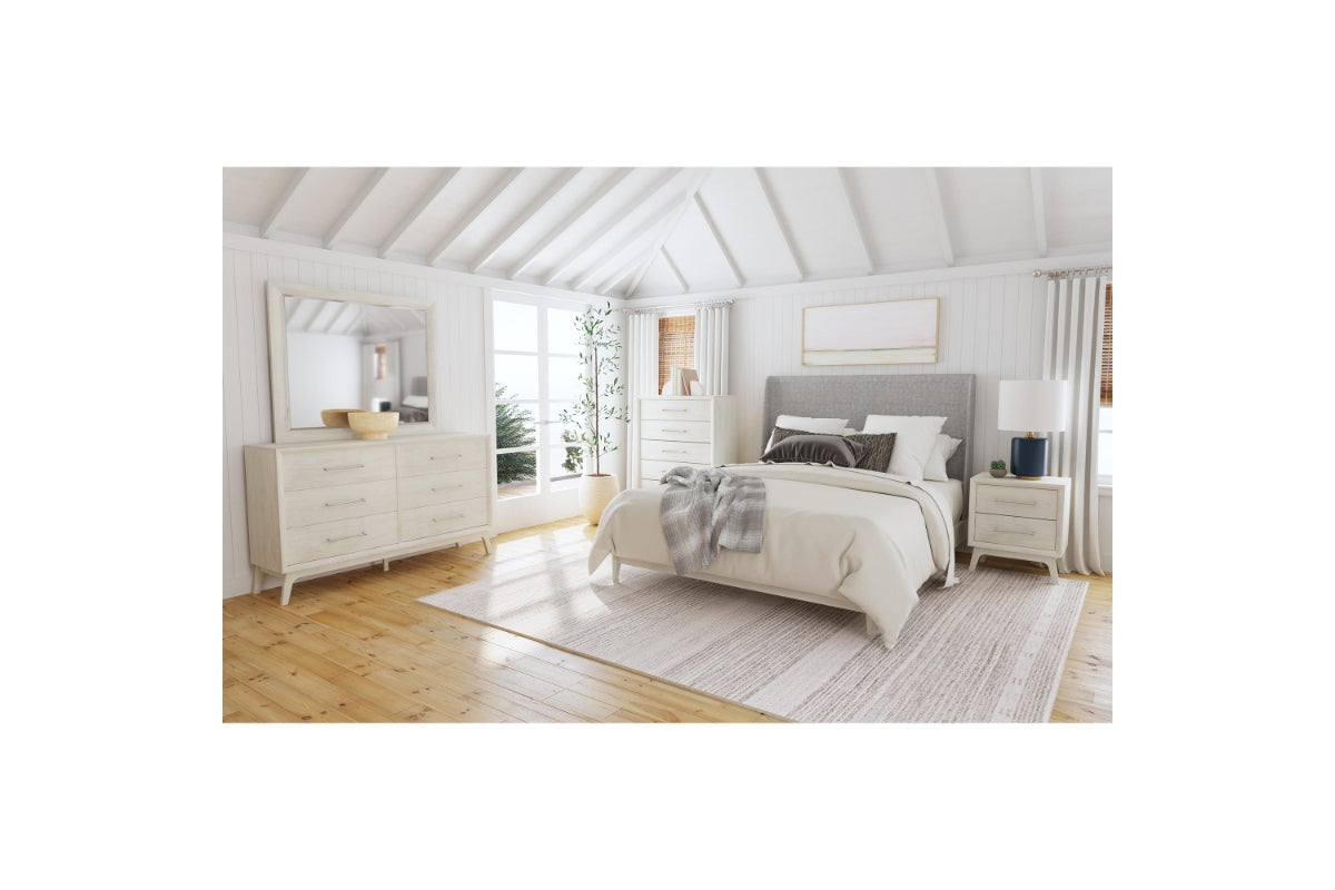 WESTLAN00:Westland Upholstered Panel Bed, Styled