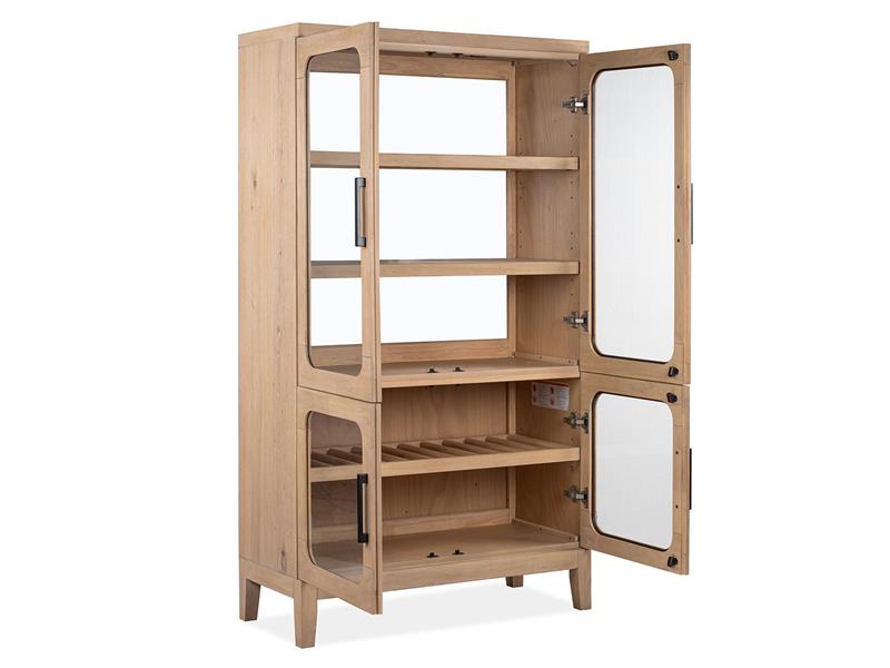 121257717:White Oak Buffet & Hutch, AngledOpen