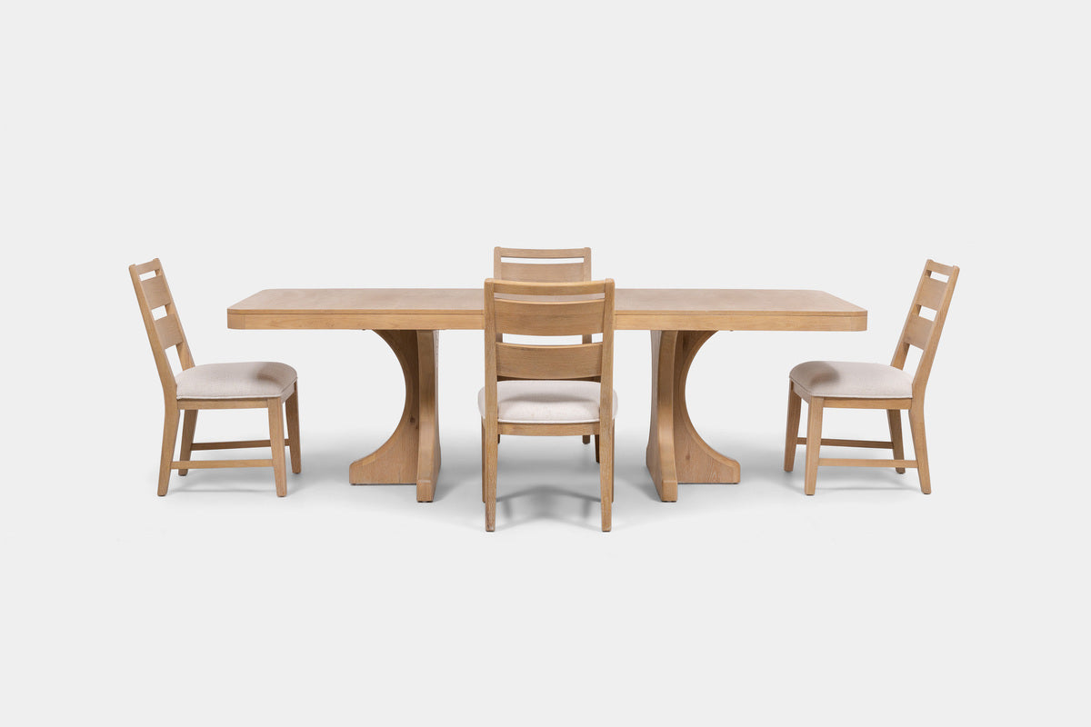 WHITEOAK5:White Oak Dining Table & 4 Chairs, Front