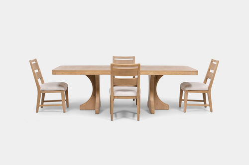 WHITEOAK5:White Oak Dining Table & 4 Chairs, Front