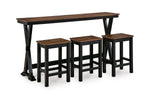 054272563:Wildenauer Sofa Table Bar with 3 Stools Angle