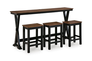 054272563:Wildenauer Sofa Table Bar with 3 Stools Angle