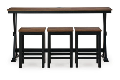 054272563:Wildenauer Sofa Table Bar with 3 Stools Front