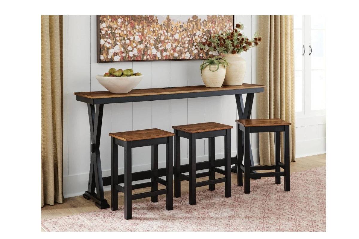 054272563:Wildenauer Sofa Table Bar with 3 Stools Lifestyle Image