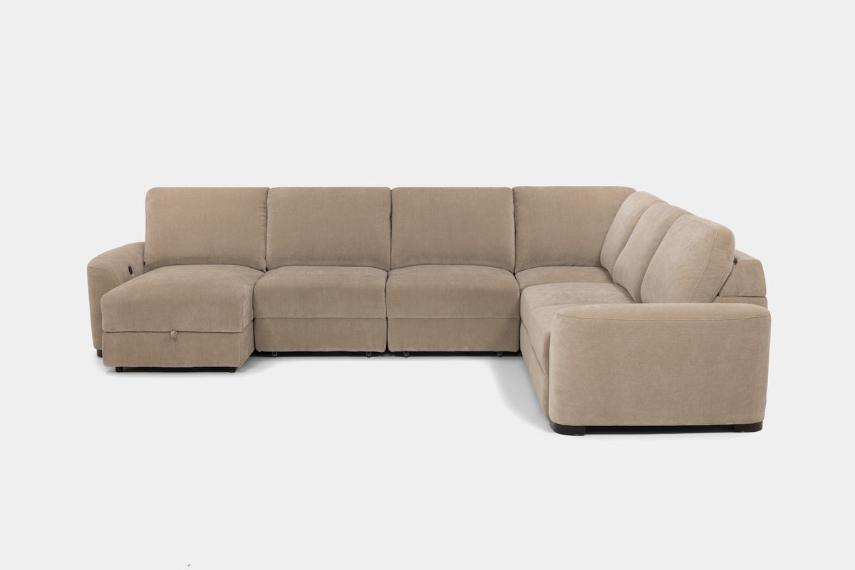 WYNN00024:Wynn 6 Piece Power Sliding Sectional With Chaise & Armless Slider, Front
