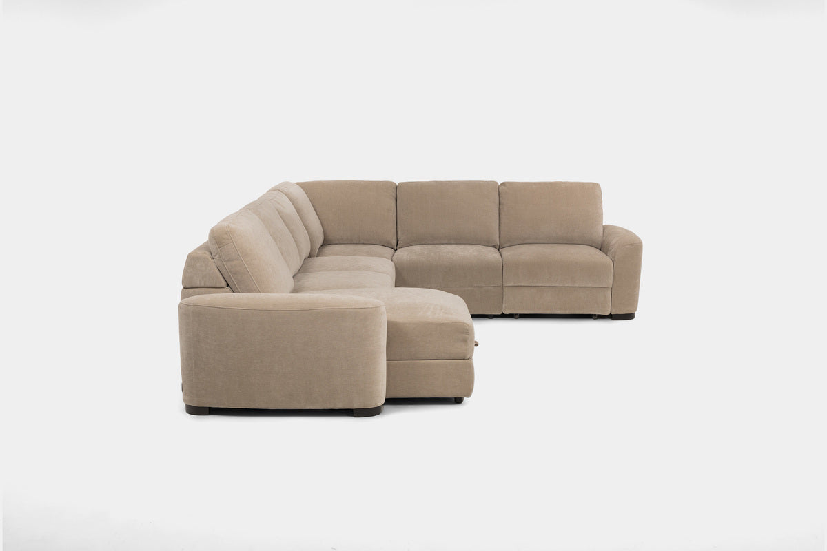 WYNN00024:Wynn 6 Piece Power Sliding Sectional With Chaise & Armless Slider, Side