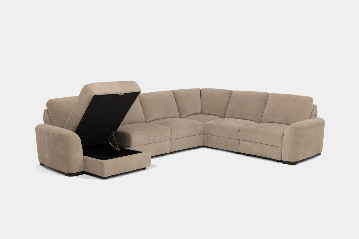 WYNN00024:Wynn 6 Piece Power Sliding Sectional With Chaise & Armless Slider, 