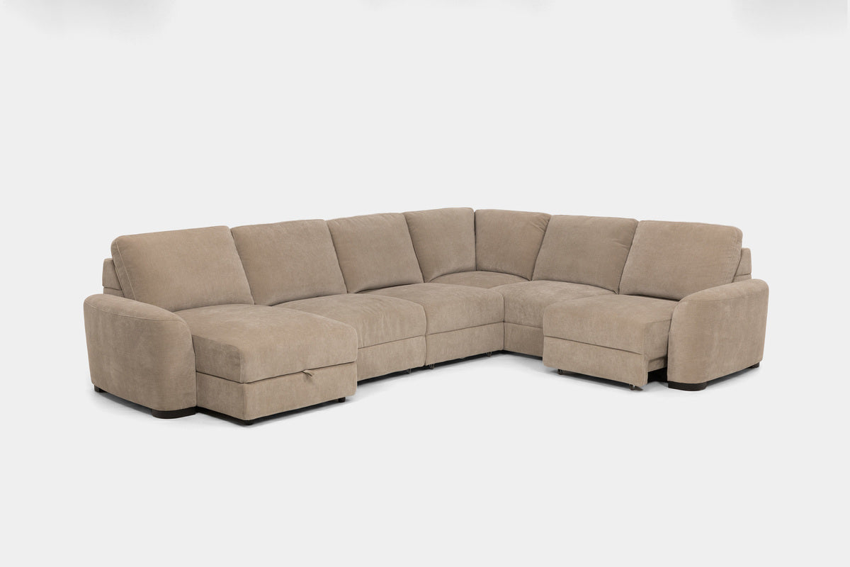 WYNN00024:Wynn 6 Piece Power Sliding Sectional With Chaise & Armless Slider, 