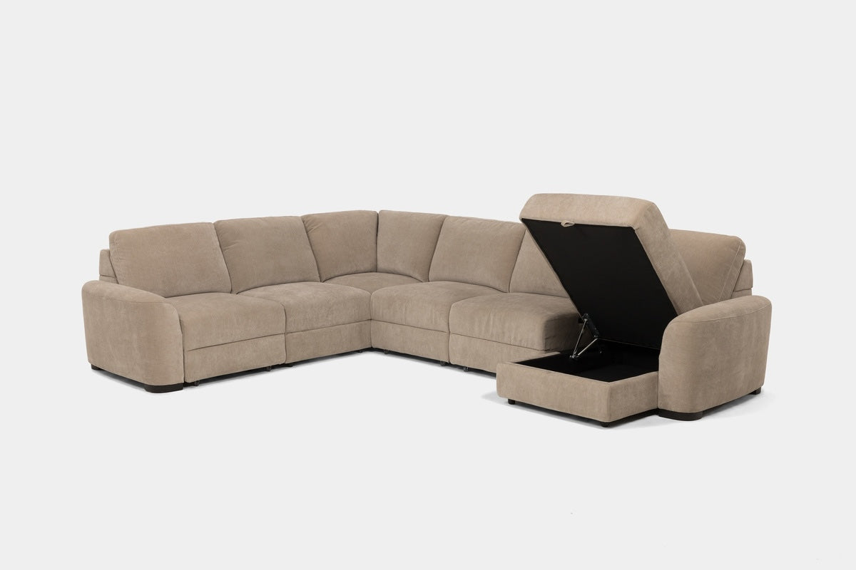 WYNN00025:Wynn 6 Piece Power Sliding Sectional With Chaise & Armless Slider, 