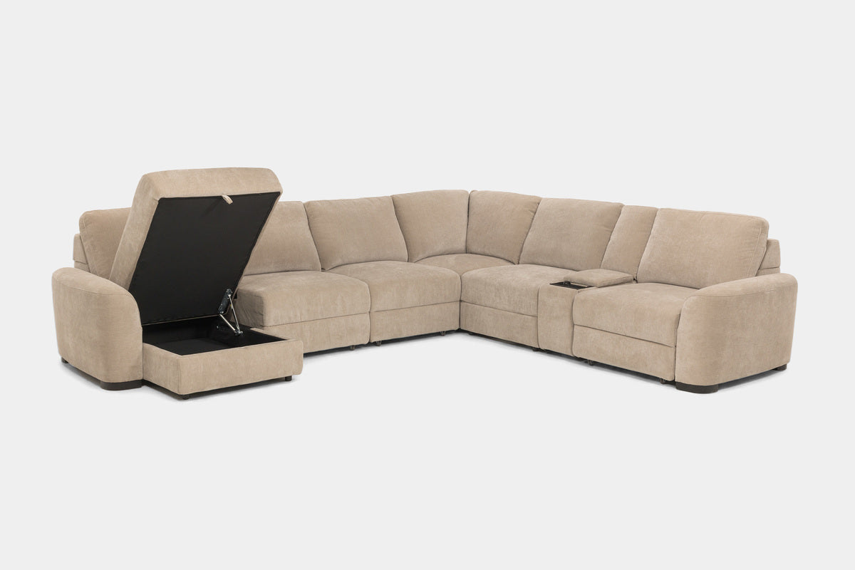 WYNN00026:Wynn 7 Piece Power Sliding Sectional With Chaise & Armless Slider, SideOpen