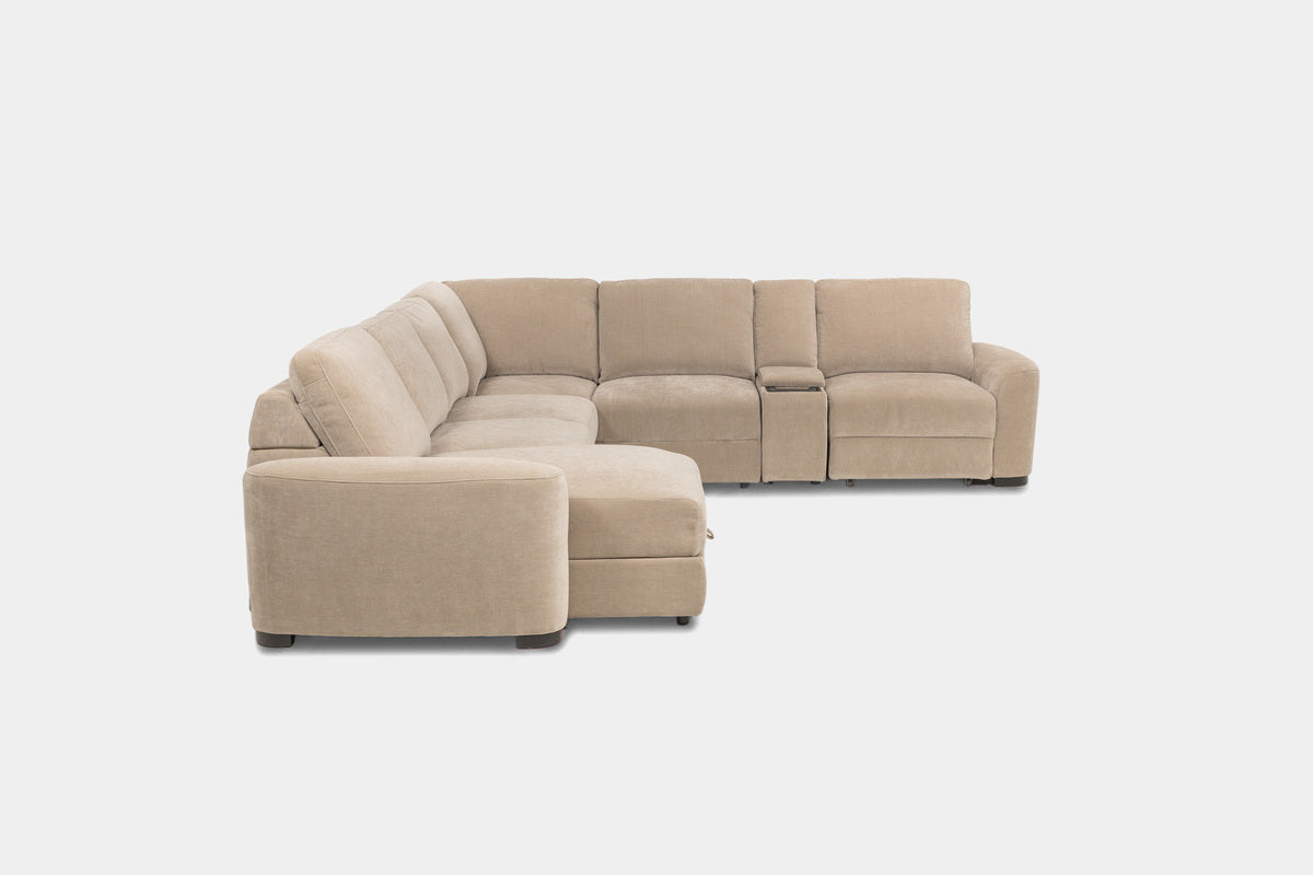 WYNN00026:Wynn 7 Piece Power Sliding Sectional With Chaise & Armless Slider, Side