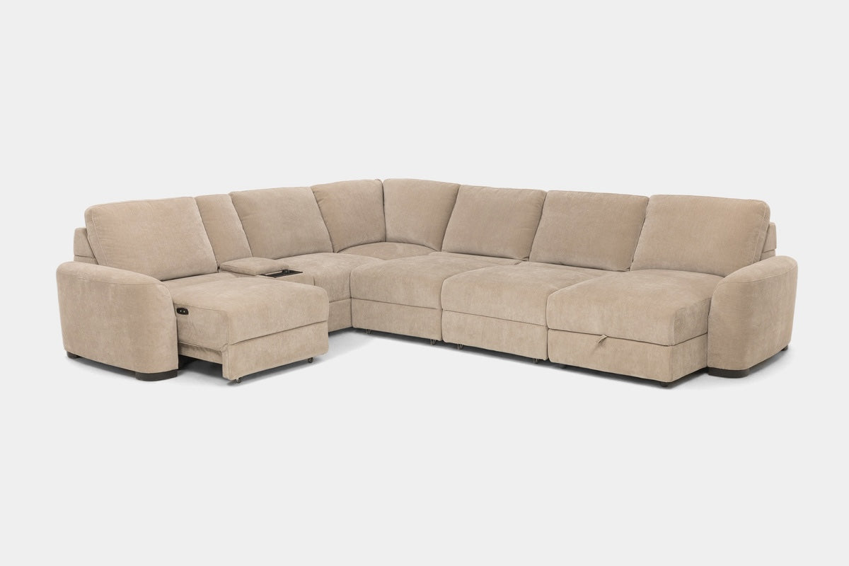 WYNN00027:Wynn 7 Piece Power Sliding Sectional With Chaise & Armless Slider, Angled