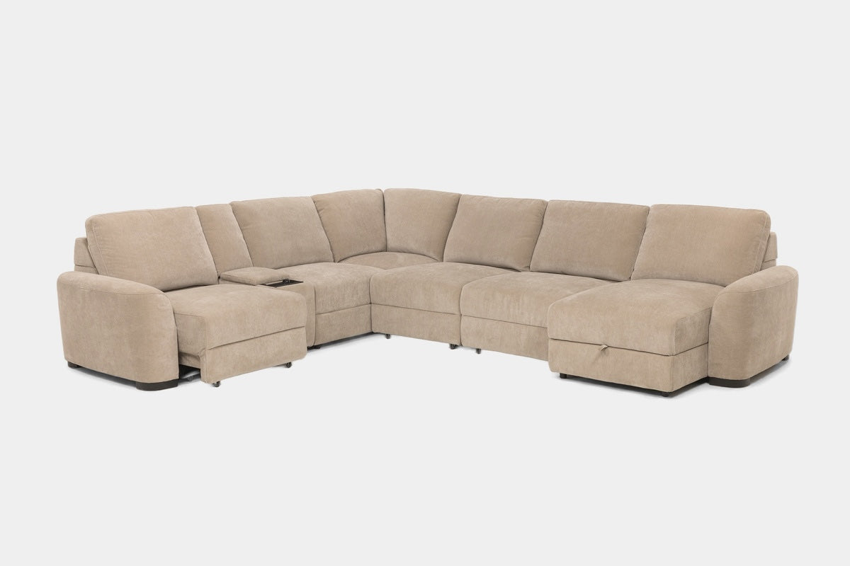 WYNN00027:Wynn 7 Piece Power Sliding Sectional With Chaise & Armless Slider, Angled