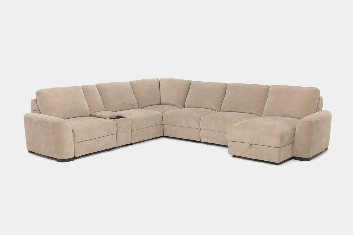 WYNN00027:Wynn 7 Piece Power Sliding Sectional With Chaise & Armless Slider, Angled