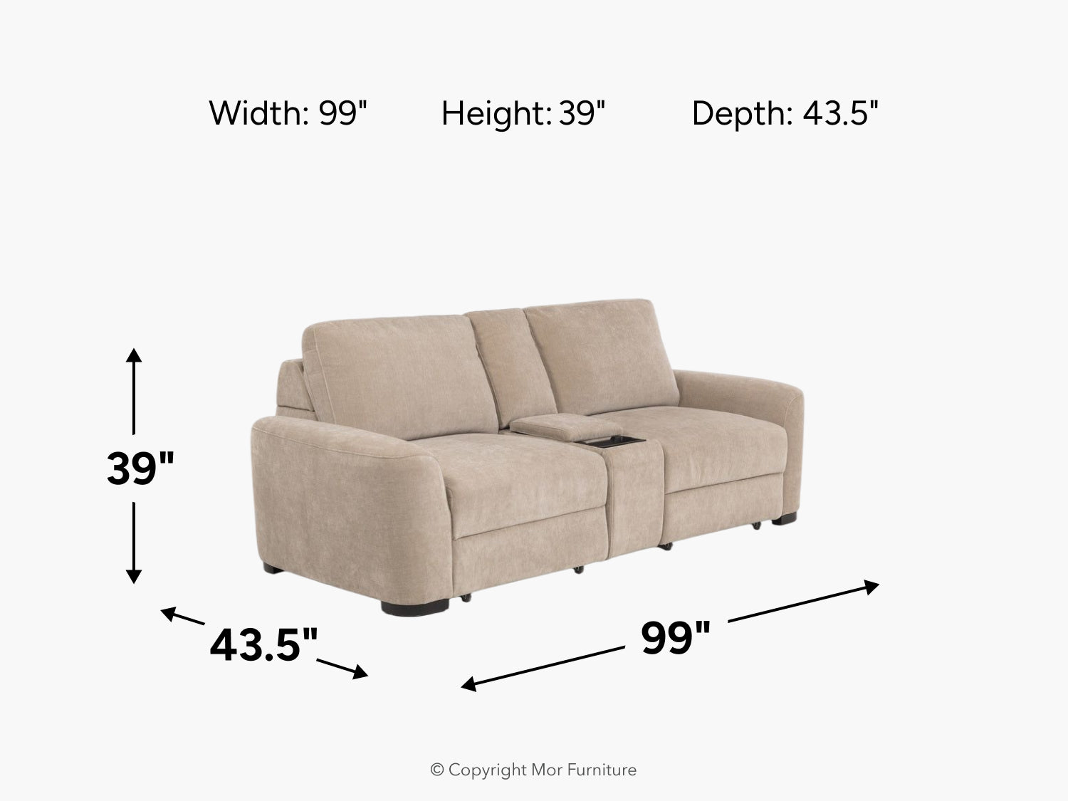 WYNN00017:Wynn Power Sliding Console Loveseat, 