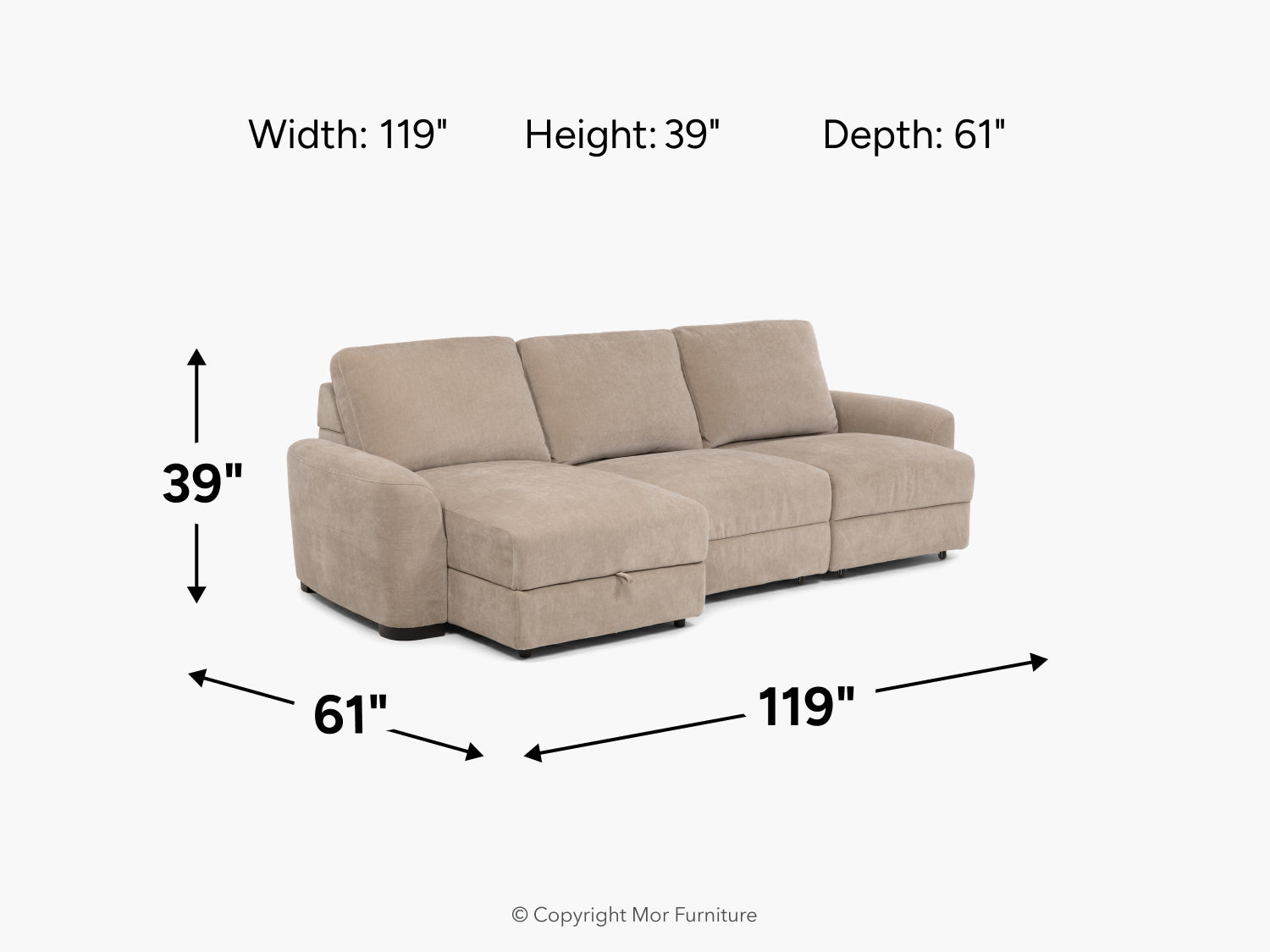 WYNN00014:Wynn Power Slider Sofa Chaise, 