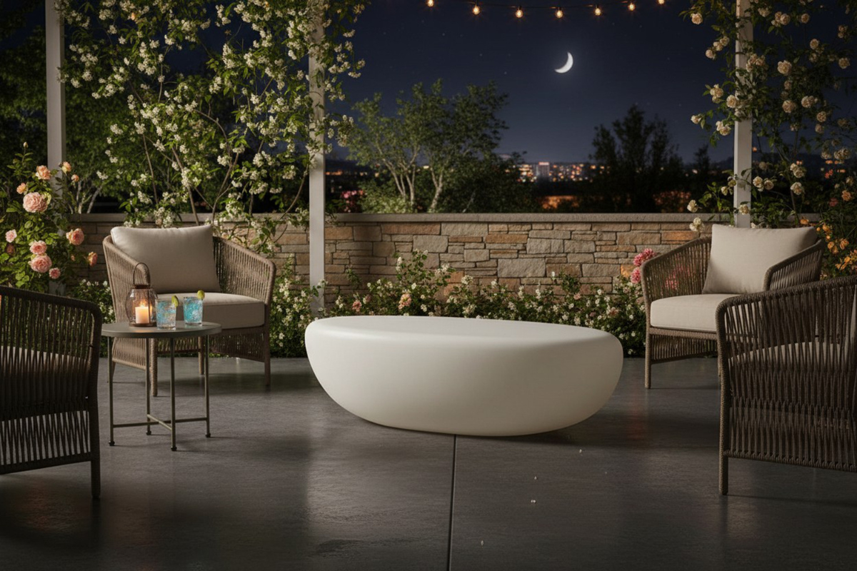 087811724:Zenstone Outdoor Coffee Table, Styled