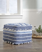 421271432:Anthony Nubby Pouf in Blue & White, Image 2