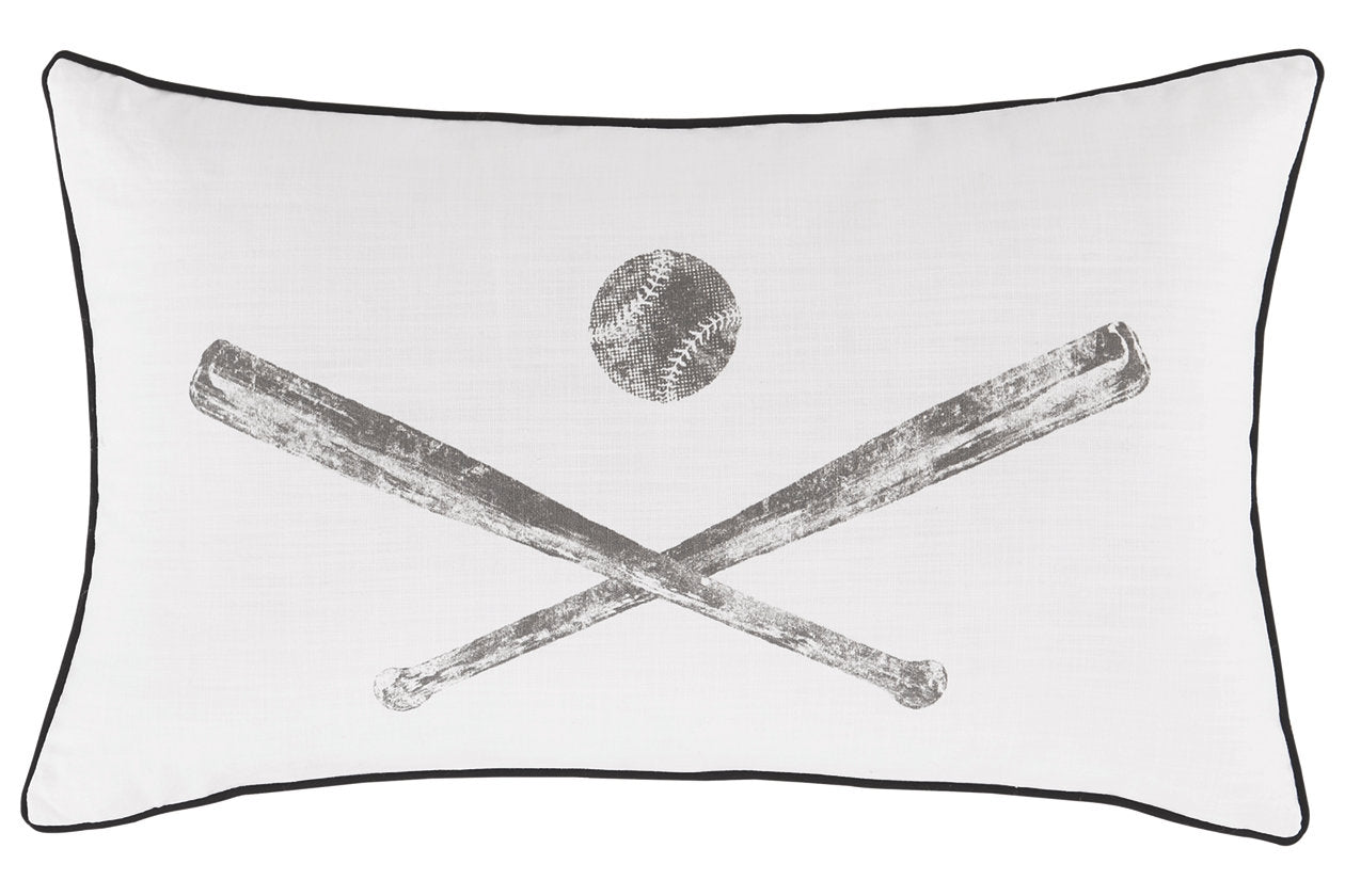979095768:Baseball Throw Pillow in White/Gray, Image 1