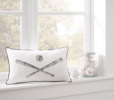 979095768:Baseball Throw Pillow in White/Gray, Image 2