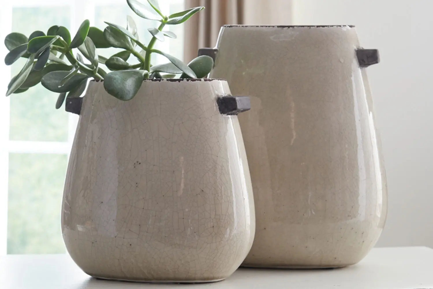 737952565:Diah Glazed Ceramic Vases in White, Set of 2, Image 2