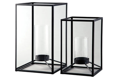 127416192:Dimtrois Lanterns in Black, Set of 2, Image 1